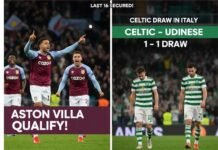 Aston Villa seal place in last 16 as Celtic draw in Italy Aston Villa seal place in